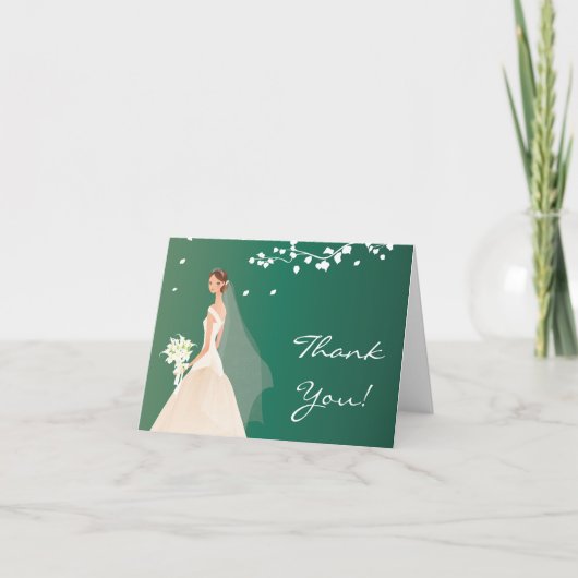 Elegant Emerald Green Bride Dankeschön Note Card Dankeskarte (Vorderseite)