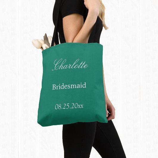 Elegant Emerald Green Bridesmaid Tote Bag Tasche