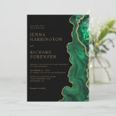 Elegant Emerald Green Brilliant Agate Wedding Einladung (Stehend Vorderseite)