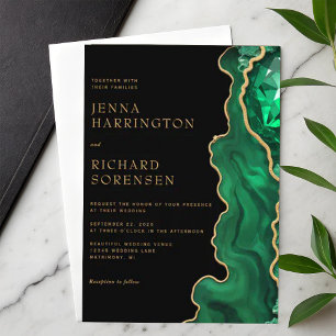 Elegant Emerald Green Brilliant Agate Wedding Einladung