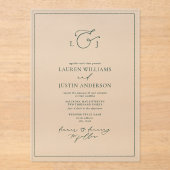 Elegant Emerald Green Calligraphy Monogram Wedding Acryleinladungen (Vorderseite)