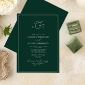 Elegant Emerald Green Calligraphy Monogram Wedding Einladung