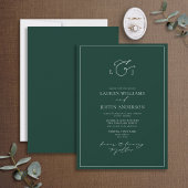 Elegant Emerald Green Calligraphy Monogram Wedding Einladung
