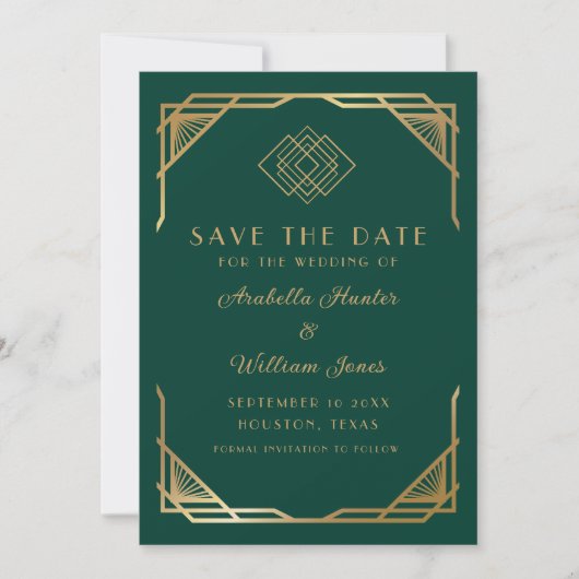 Elegant Emerald Green Calligraphy Script Save The Date (Vorderseite)