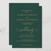 Elegant Emerald Green Calligraphy Script Wedding Einladung (Vorne/Hinten)