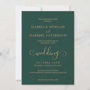 Elegant Emerald Green Calligraphy Script Wedding Einladung