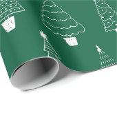 Elegant Emerald Green Christmas Pine Trees Geschenkpapier (Rolleneckpunkt)
