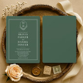 Elegant Emerald Green Crest Wedding Einladung