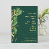 Elegant Emerald Green Eucalyptus 2025 Abschluss Einladung (Stehend Vorderseite)