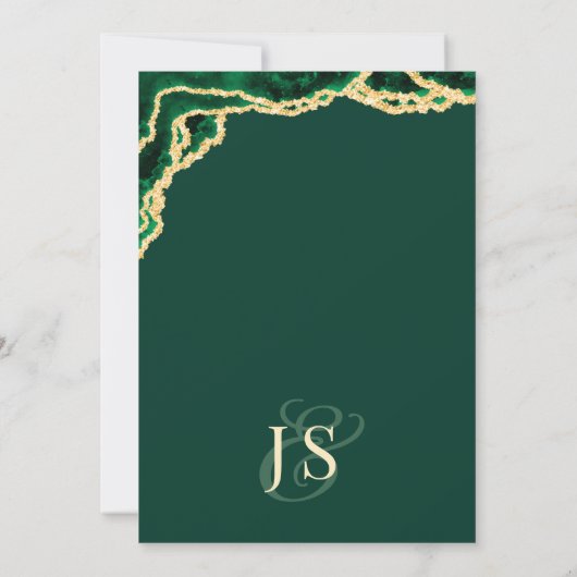 Elegant Emerald Green Eucalyptus Agate Wedding Einladung (Rückseite)