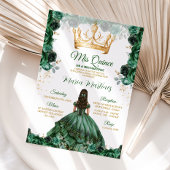 Elegant Emerald Green Floral Gold Crown Mis Quince Einladung
