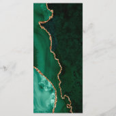 Elegant Emerald Green Gold Agate Dark Wedding Menükarte (Rückseite)