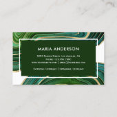 Elegant Emerald Green Gold Agate Geode Gemstone Visitenkarte (Rückseite)