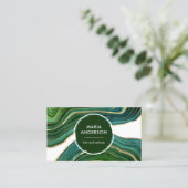 Elegant Emerald Green Gold Agate Geode Gemstone Visitenkarte (Stehend Vorderseite)