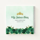 Elegant Emerald Green Gold Floral Quinceñera Notizblock (Rückseite)