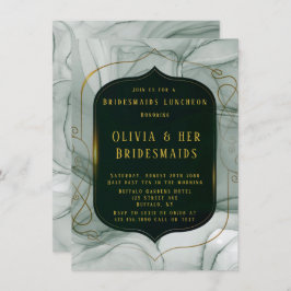 Elegant Emerald Green Gold Frame Brudesmaids Mitta Einladung