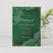 Elegant Emerald Green Gold Marble Wedding Einladung (Stehend Vorderseite)