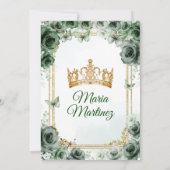 Elegant Emerald Green & Gold Mis Quince Sweet 16. Einladung (Rückseite)