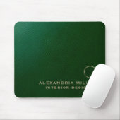 Elegant Emerald Green Gold Monogram Mousepad (Mit Mouse)