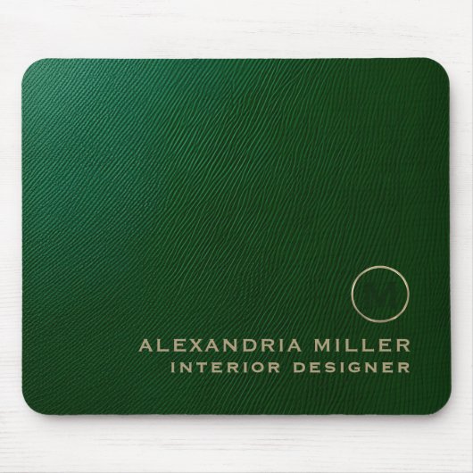 Elegant Emerald Green Gold Monogram Mousepad (Vorne)