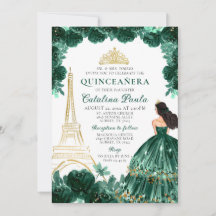 Elegant Emerald Green Gold Tiara Paris Quinceañera