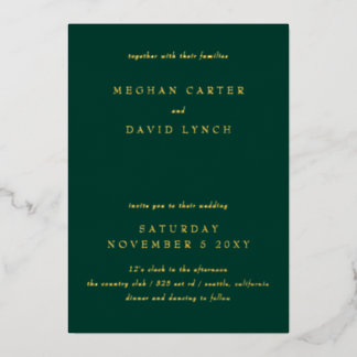 Elegant Emerald Green Gold Wedding Foil Einladung