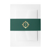 Elegant Emerald Green Gold Wedding Monogram Einladungsbanderole (Vorderseite Beispiel)