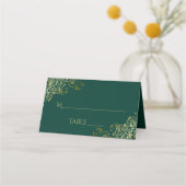 Elegant Emerald Green & Gold Wedding Write-In Platzkarte (Vorderseite)