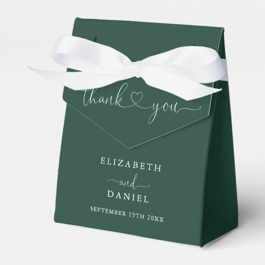 Elegant Emerald Green Heart Script Wedding Geschenkschachtel (Vorderseite)