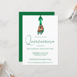 Elegant Emerald Green Lux High Heels Quinceañera Einladung