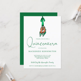 Elegant Emerald Green Lux High Heels Quinceañera Einladung