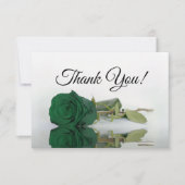 Elegant Emerald Green Mirrored Rose Simple Wedding Dankeskarte (Vorderseite)