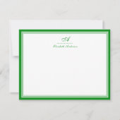 Elegant Emerald Green Monogram Correspondence Mitteilungskarte (Vorderseite)
