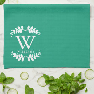 Elegant Emerald Green Monogram Handtuch