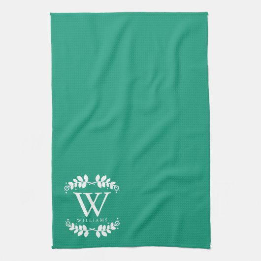 Elegant Emerald Green Monogram Handtuch (Vertikal)