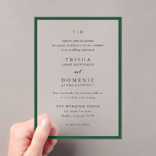 Elegant Emerald Green Monogram Modern Wedding Acryleinladungen