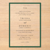 Elegant Emerald Green Monogram Modern Wedding Acryleinladungen (Vorderseite)