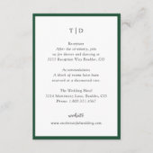 Elegant Emerald Green Monogram Modern Wedding Begleitkarte (Vorderseite)