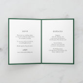 Elegant Emerald Green Monogram Modern Wedding Einladung (Innenseite)