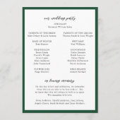 Elegant Emerald Green Monogram Modern Wedding Programm (Rückseite)