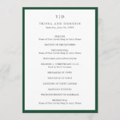 Elegant Emerald Green Monogram Modern Wedding Programm (Vorderseite)