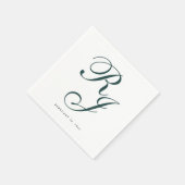 Elegant Emerald Green Monogram Wedding Napkins Serviette (Ecke)
