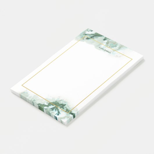 Elegant Emerald Green Ombre Marble Personalisiert Post-it Klebezettel (angewinkelt)