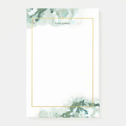 Elegant Emerald Green Ombre Marble Personalisiert Post-it Klebezettel (Vorderseite)