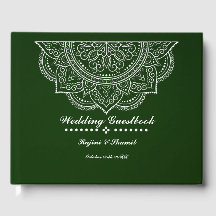 Elegant Emerald green Paisley Mandala Gästebuch