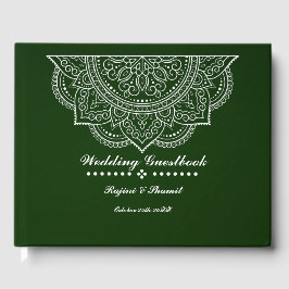 Elegant Emerald green Paisley Mandala Gästebuch