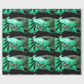 ELEGANT EMERALD GREEN PEACOCK JEWEL UND GEM STONES GESCHENKPAPIER (Flach)