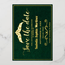 Elegant Emerald Green Quinceañera Save the Date