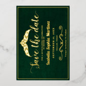 Elegant Emerald Green Quinceañera Save the Date Folieneinladung (Vorderseite)