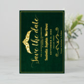 Elegant Emerald Green Quinceañera Save the Date Folieneinladung (Stehend vorne)